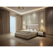 king yfasmatino kapitone 1 krevati me komodina epiplo-livin.gr